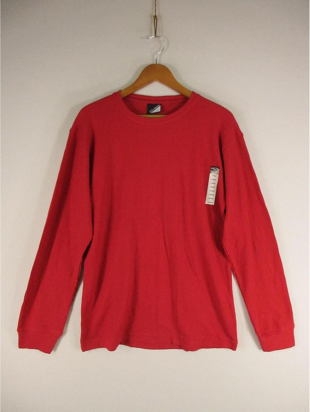 Jake Austin Thermal Shirt Mens L Red Waffle Long Sleeve Crew Neck Layering